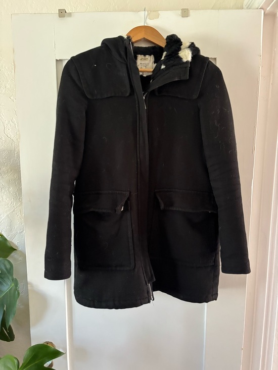Zara Jackets & Blazers - Women Black Hooded Coat with Faux Fur Lining